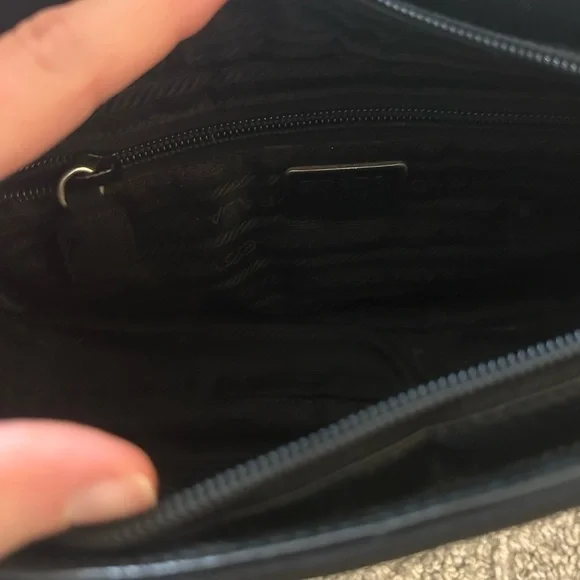 Prada Black Patent and Canvas Shoulder Clutch - Picture 5 of 6